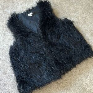 Target Xhilaration Black Faux Fur Vest Size Large